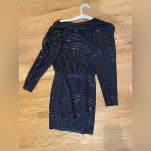 HM Dark Grey/Black Sequin Long Sleeve Mini Dress